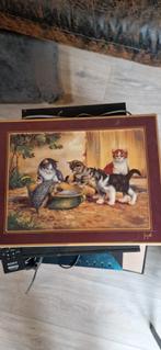 Porseleinen Schilderij Katten met Egel, Antiek en Kunst, Ophalen of Verzenden