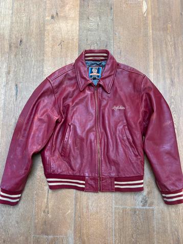 Vintage Redskins Unisex Leren Teddy Bomberjack Rood XL beschikbaar voor biedingen