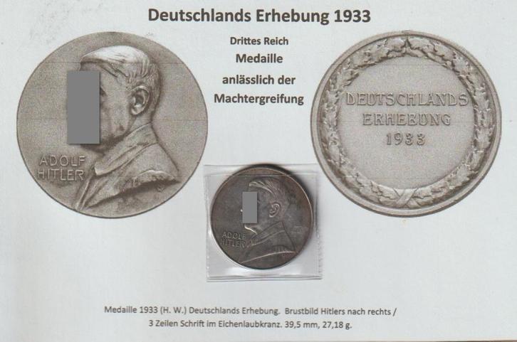 'Deutschlands Erhebung 1933' + 2 foto's + postkaart., Verzamelen, Militaria | Tweede Wereldoorlog, Overige soorten, Embleem of Badge