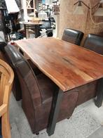 Boomstamtafel met 4 stoelen, Ophalen, Gebruikt