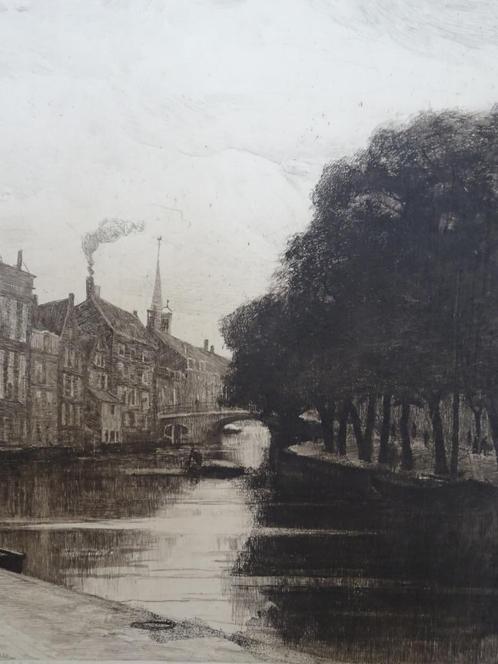 ets N.Z. Voorburgwal te Amsterdam J. H. Wijsmuller 1888, Antiek en Kunst, Kunst | Etsen en Gravures, Verzenden