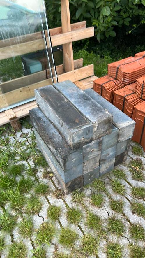 Betonpoeren / betonpoer antraciet 60x60x15cm + stelplaatjes, Tuin en Terras, Bielzen en Borders, Zo goed als nieuw, Blok, Beton