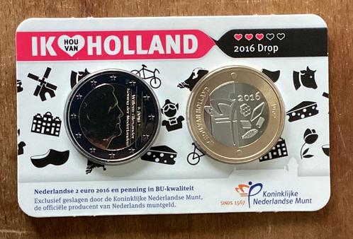 Coincard Ik hou van Holland Drop penning + 2€ KNM, Postzegels en Munten, Munten en Bankbiljetten | Verzamelingen, Munten, Nederland