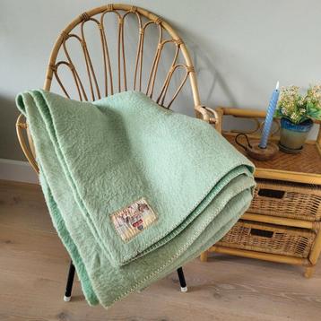 Aabe wollen groene deken. 240X1.85 m. Vintage retro  beschikbaar voor biedingen