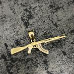 14k gouden hanger Ak47 kettinghanger pistool geweer, Ophalen of Verzenden, Nieuw, Goud, Kruis of Symbool