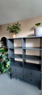 Grijze boekenkast met lades, Ophalen, 100 tot 150 cm, 100 tot 150 cm, Zo goed als nieuw