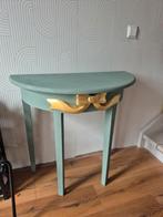 Sierlijke Halve Maan Sidetable - Groen & Goud, Huis en Inrichting, Tafels | Sidetables, Ophalen, Vintage, Minder dan 50 cm, Zo goed als nieuw