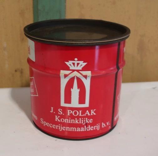 Blik J.S. Polak Steenwijk kruiden kaneel rood 1 kg, Verzamelen, Blikken, Gebruikt, Overige, Ophalen of Verzenden