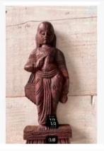 Houten antiek beeldje, Birma, 14,5 cm platte achterzijde, Ophalen of Verzenden