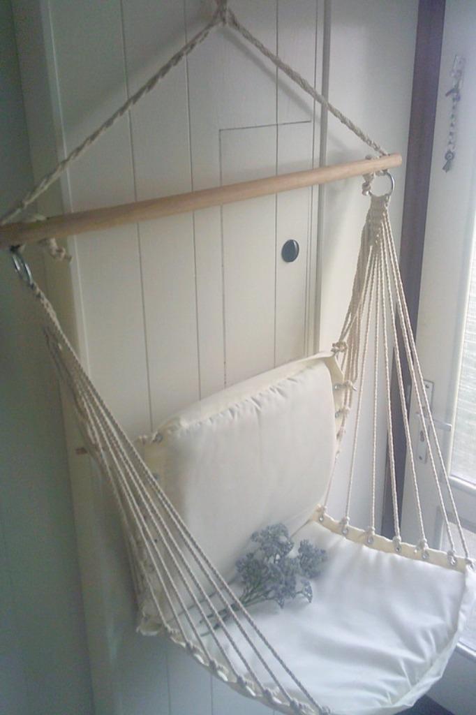 Hangstoel  kinderkamer ,zitting en touw Ibiza style, Huis en Inrichting, Stoelen, Gebruikt, Eén, Wit, Ophalen of Verzenden