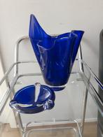 Blauwe  Zakvaas en asbak., Antiek en Kunst, Kunst | Designobjecten, Ophalen of Verzenden