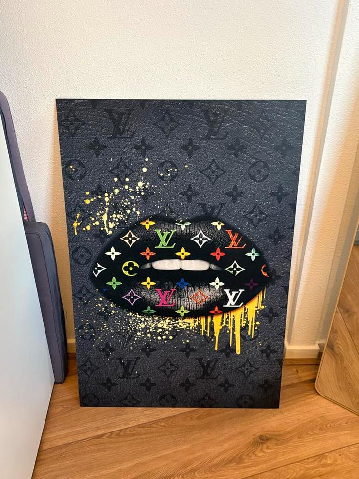 Modern Schilderij - Louis Vuitton Lippen Design Art Print Ca, Antiek en Kunst, Kunst | Schilderijen | Modern, Ophalen of Verzenden