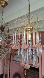 prachtige kroonluchter met pegels en bloemen, Huis en Inrichting, Lampen | Kroonluchters, Ophalen of Verzenden, Gebruikt