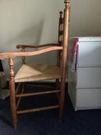 Houten stoel met leuning, Ophalen, Riet of Rotan, Bruin, Zo goed als nieuw
