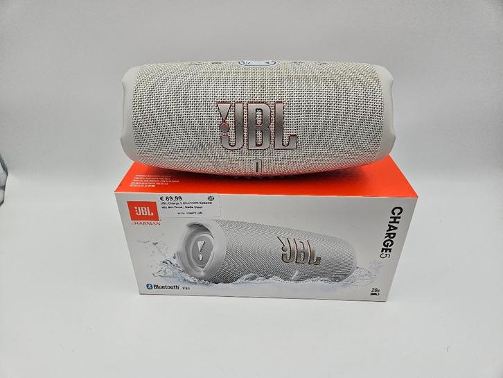JBL Charge 5 Bluetooth Speaker Wit Met Doos | Nette Staat, Audio, Tv en Foto, Luidsprekers, Zo goed als nieuw, Center speaker