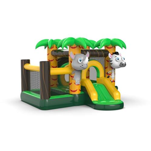 Springkussen Combi “Jungle” voor maar € 44,99, Hobby en Vrije tijd, Feestartikelen | Verhuur, Zo goed als nieuw, Verjaardag, Ophalen