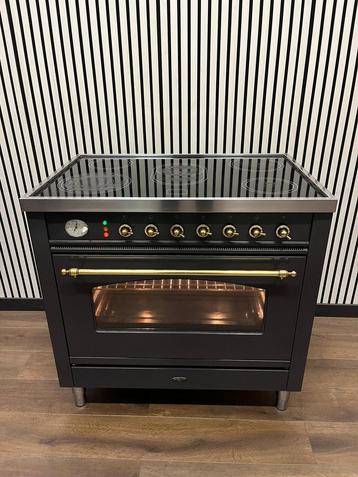 Luxe Boretti keramisch Fornuis antraciet/messing 90 cm beschikbaar voor biedingen