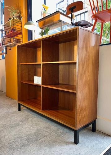 boekenkast hout schappen open kast teak 60s  beschikbaar voor biedingen
