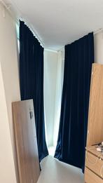 Dark blue curtains with rails / gordijnen, Huis en Inrichting, Stoffering | Gordijnen en Lamellen, Ophalen