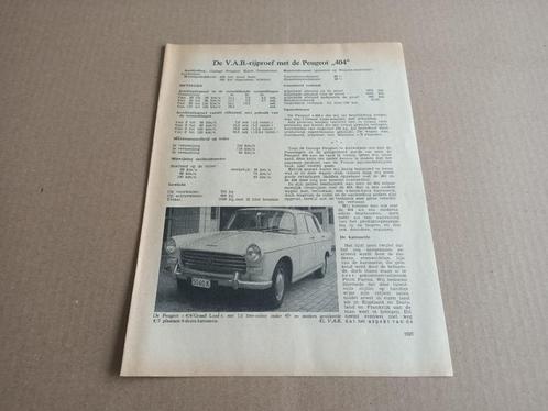 Test (uit oud tijdschrift) Peugeot 404 (1967), Verzamelen, Automerken, Motoren en Formule 1, Gebruikt, Auto's, Verzenden