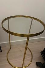 Gouden Bijzettafel met Glas, Huis en Inrichting, Tafels | Bijzettafels, 45 tot 60 cm, Minder dan 55 cm, Rond, Ophalen of Verzenden