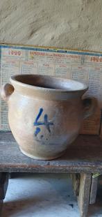 Oude franse inmaakpot grespot plantpot zoutglazuur aardewerk, Ophalen of Verzenden