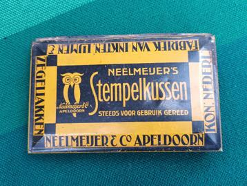 art deco stempelkussen blik Neelmeijer Apeldoorn inkt uiltje beschikbaar voor biedingen