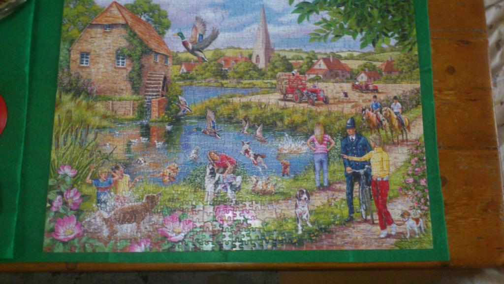 HOP Puzzel - Doggy Paddle - 1000 stukjes, Hobby en Vrije tijd, Denksport en Puzzels, Ophalen, 500 t/m 1500 stukjes, Zo goed als nieuw