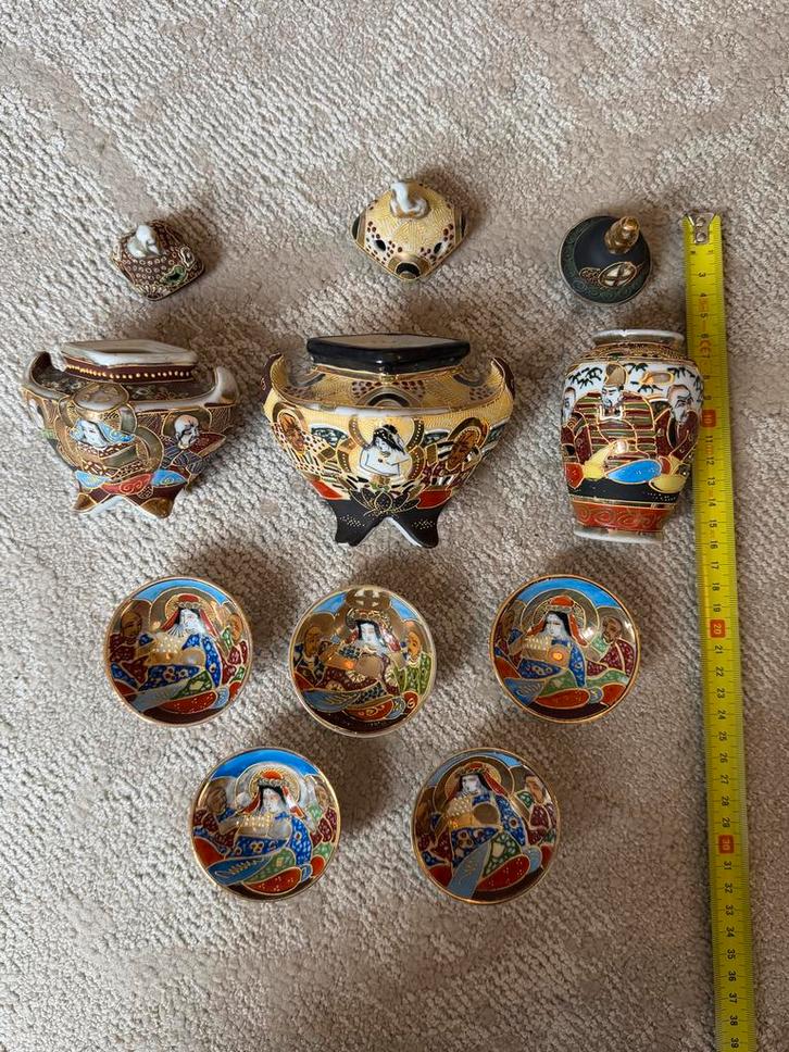 Japans Aardewerk Set satsuma keramiek porselein, Antiek en Kunst, Antiek | Keramiek en Aardewerk, Ophalen of Verzenden