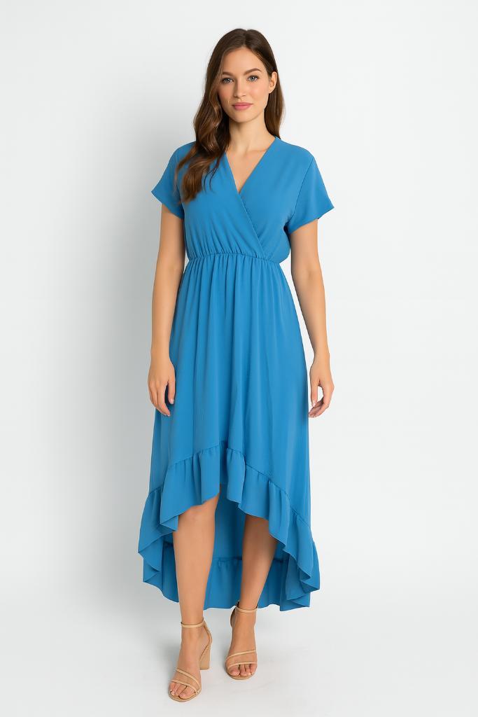 Asymmetrische damesjurk – luchtig & vrouwelijk model, Kleding | Dames, Jurken, Nieuw, Maat 42/44 (L), Blauw, Onder de knie, Verzenden