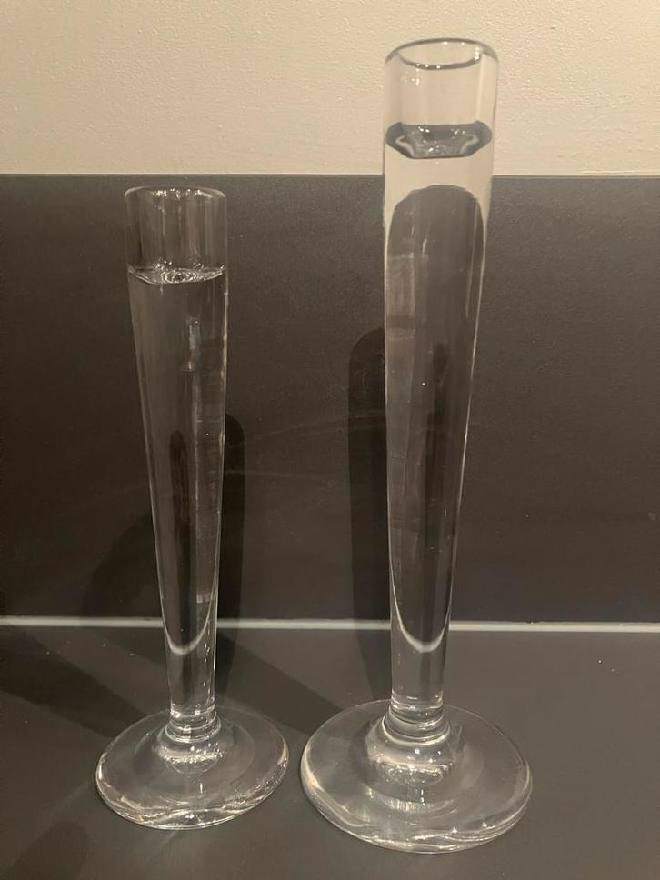 Leerdam Kristallen Kandelaren (Van der Marel?), Huis en Inrichting, Woonaccessoires | Vazen, Zo goed als nieuw, Wit, Minder dan 50 cm