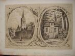 47 / Beverwijk / Zomerhuis Wolf en Deken Litho 1876, Antiek en Kunst, Kunst | Litho's en Zeefdrukken, Ophalen of Verzenden