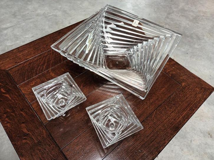 Schaal Cristal JG Durand groot met 2 kleintjes, Antiek en Kunst, Antiek | Glas en Kristal, Ophalen