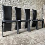 4X vintage design stoelen '80 Italie, Ophalen, Zwart, Metaal, Vier