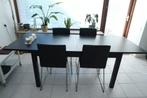 IKEA BJURSTA uitschuifbare eettafel + 4 stoelen zwart, Ophalen, 200 cm of meer, 50 tot 100 cm, Zo goed als nieuw