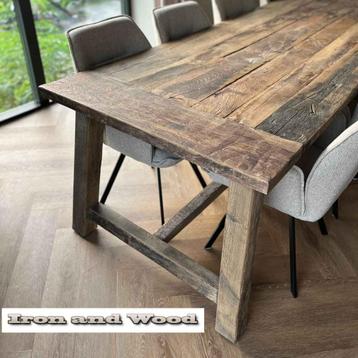 Geborstelde oud eiken maatwerk barnwood hobby /kloostertafel beschikbaar voor biedingen