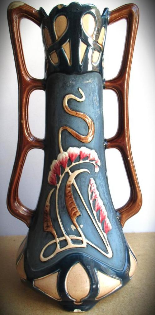 Art Nouveau Vaas~Jugendstil Siervaas~Aardewerk~Art-nouveau, Antiek en Kunst, Antiek | Keramiek en Aardewerk, Ophalen of Verzenden