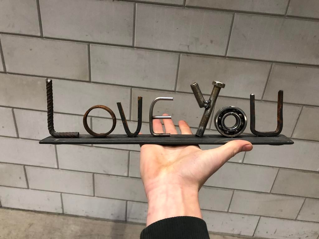 Love You gemaakt van oud metaal - (scrap art), Verzenden, Nieuw