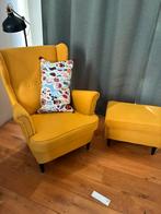 Ikea Strandmon fauteuil geel met  voetenbankje/poef, Ophalen, Zo goed als nieuw, 75 tot 100 cm, Minder dan 50 cm