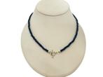 Lapis sodaliet collier met zilveren kapittelslot. L 44 cm, Nieuw, ., Info@nynkegardenier.nl, Met edelsteen