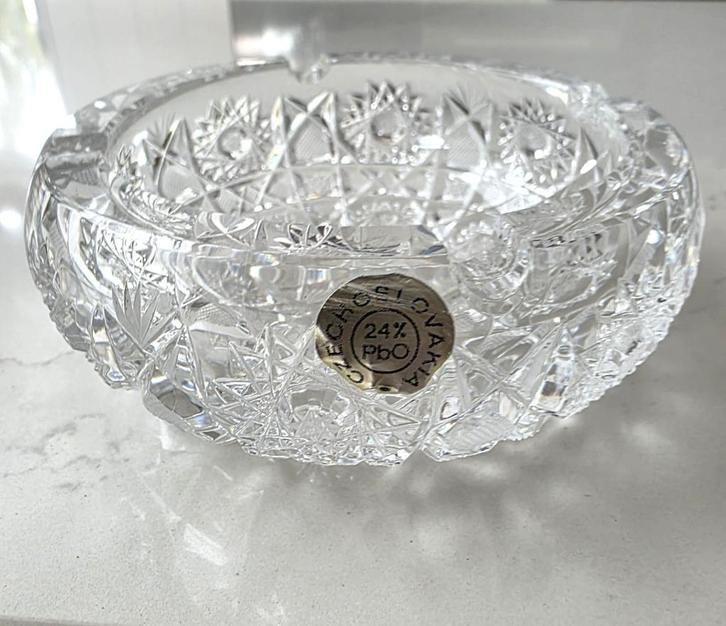 ASBAK KRISTAL UIT VOORMALIG TSJECHO-SLOVAKIJE, Antiek en Kunst, Antiek | Glas en Kristal, Ophalen of Verzenden