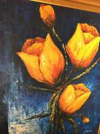 2 schilderijen bloemen Y.Deric met vergulde lijst, Ophalen