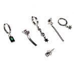 6-Stucks Oorbellen Dames Ster oorbellen Oorringen Strass RVS, Met kristal, Overige materialen, Hangers, Birgitta-Gracht 33, 6465 EL Kerkrade, Nederland