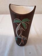 Vintage vaas met vogel en palmboom, Gebruikt, 50 tot 75 cm, Zwart, Aardewerk of Porselein