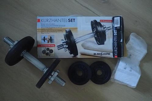 Nieuwe halterset van 10 kg met 4 schijven en 2 vastzetringen, Sport en Fitness, Fitnessmaterialen, Nieuw, Halterset, Armen, Ophalen