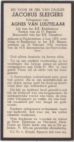 Jacobus Sleegers 1875 Nederwetten + 1940 Eindhoven, 64 jr, Verzenden