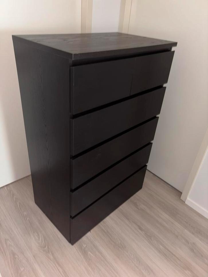 Zwarte ladenkast, Huis en Inrichting, Kasten | Ladekasten, Zo goed als nieuw, 100 tot 150 cm, 50 tot 100 cm, 25 tot 50 cm, Overige houtsoorten