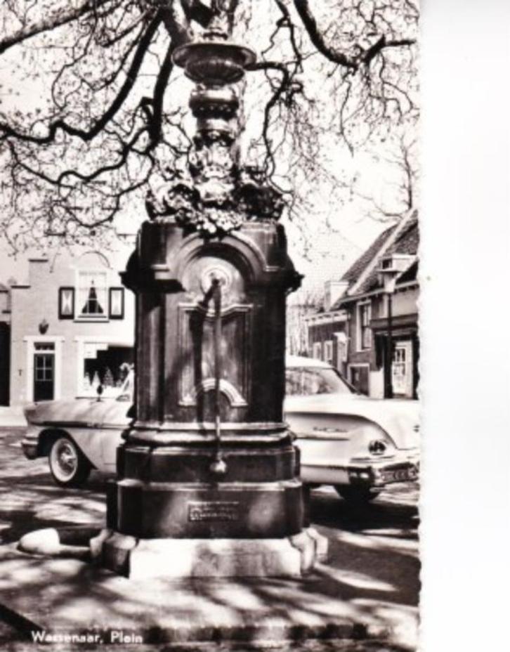 WASSENAAR,- Plein met pomp en oldtimer. 09-11, Verzamelen, Ansichtkaarten | Nederland, Gelopen, Zuid-Holland, 1940 tot 1960, Ophalen of Verzenden