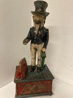 Originele spaarpot “Uncle Sam”,gietijzer, USA, eind 19e eeuw, Ophalen of Verzenden