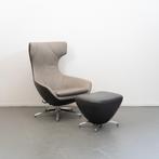 1 Leolux Caruzzo PLUS Fauteuil + Voetenbank Grijs/Lever Leer, Huis en Inrichting, 75 tot 100 cm, Ophalen of Verzenden, Zo goed als nieuw